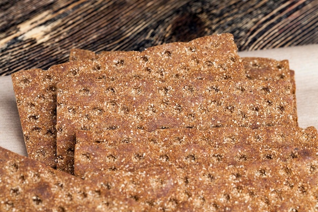 Thin and crispy bread close up