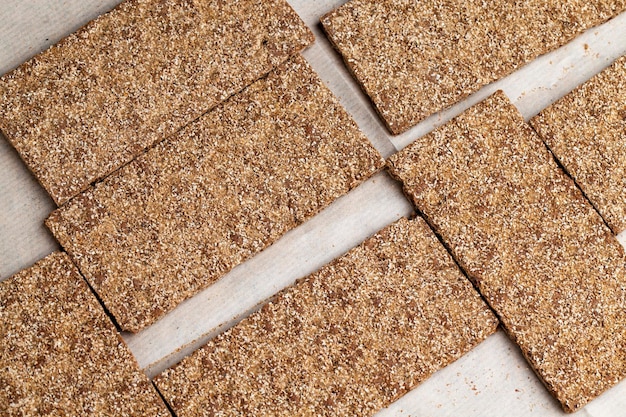 Thin and crispy bread close up