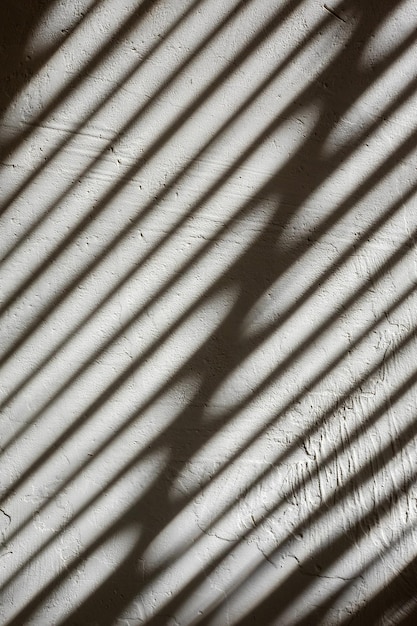 Тонкие линии света на стене Текстура штукатурки Тень от жалюзи