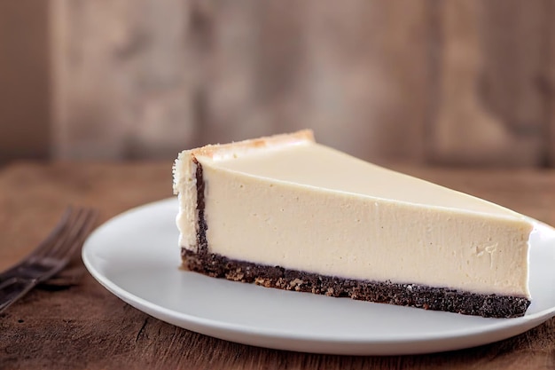 Thin pieces of delicate cheesecake on saucer as dessert for tea