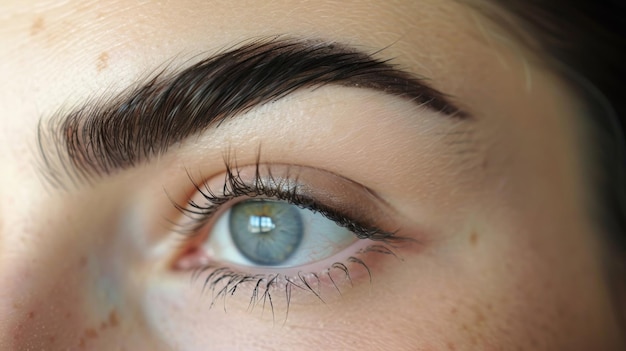 Thin sculpted brows are raised in a skeptical curve suggesting doubt or suion