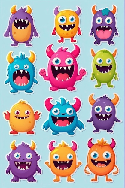 Things to cut out cute monster png vector sticker different images