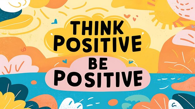 Photo think positive be positive colorful background and text tshirt design motivational quote illustration typography