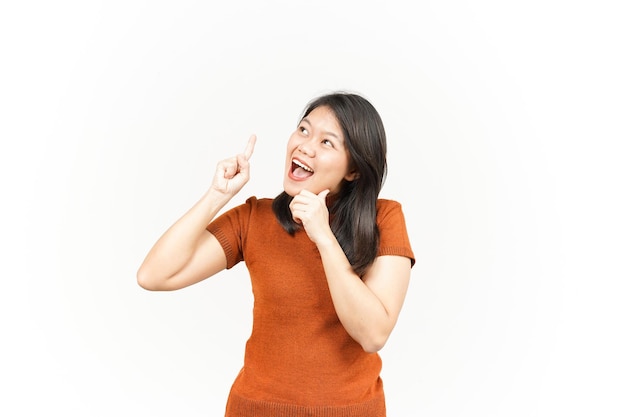 Thinking Gesture Of Beautiful Asian Woman Isolated On White Background