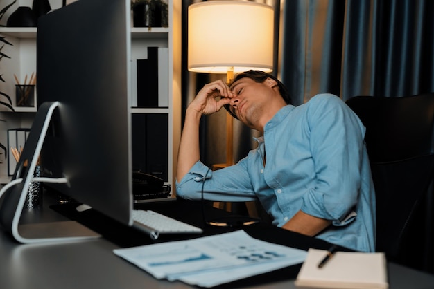 thinking of stressful financial analyst researching on business pecuniary