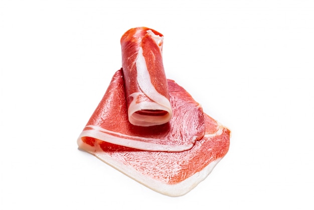 Thinly sliced jamon isolated