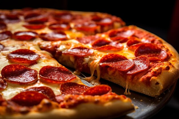 Thinly sliced pepperoni is a popular pizza topping in american