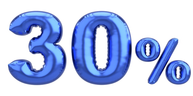 Thirty percent 30 balloon text 3D illustration