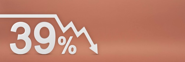 사진 그래프의 39% 화살표는 주식 시장 붕괴 곰 시장 인플레이션을 가리키고 있습니다