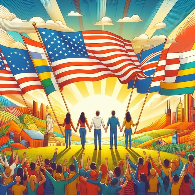 Эта красивая 3D-иллюстрация создана для Панамериканского дня