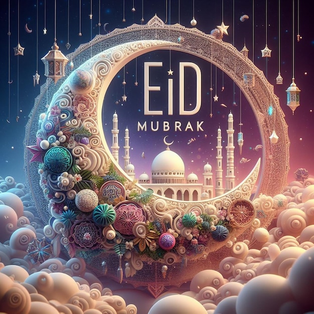 この3DデザインはEid ul FitrとEid al Adhaのために作られています