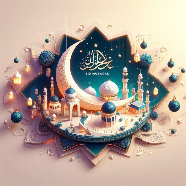 이 3D 디자인은 Eid ul Fitr와 Eid al Adha를 위해 만들어졌습니다.