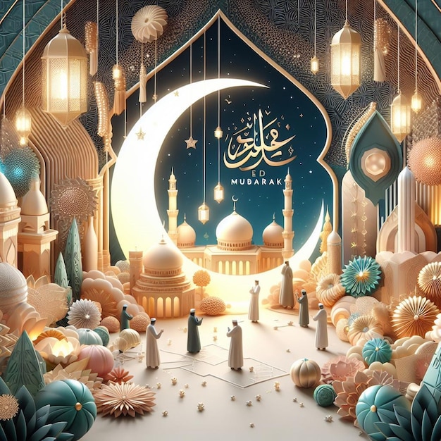 この3DデザインはEid ul FitrとEid al Adhaのために作られています