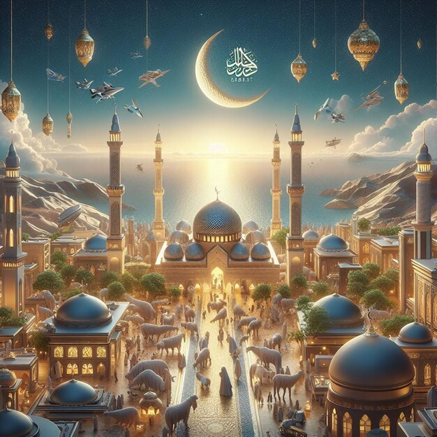 이 3D 디자인은 Eid ul Fitr와 Eid al Adha를 위해 만들어졌습니다.