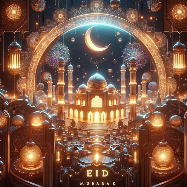 이 3D 디자인은 Eid ul Fitr와 Eid al Adha를 위해 만들어졌습니다.