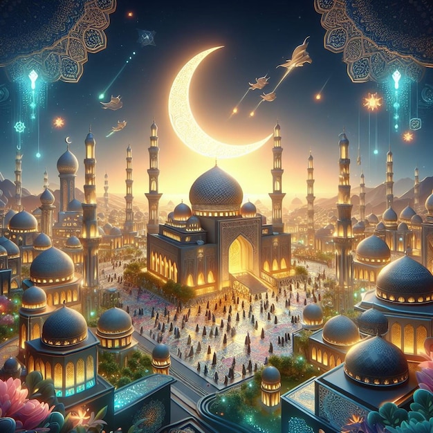 이 3D 디자인은 Eid ul Fitr와 Eid al Adha를 위해 만들어졌습니다.