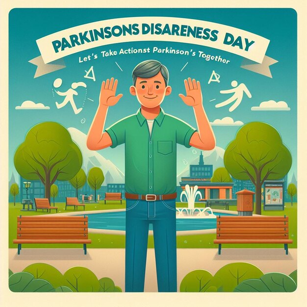 Photo this 3d illustration is made for parkinson day