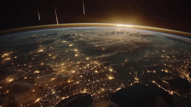 This 4K animation shows Earth zooming from outer space to St Louis US The animation continues by zooming out through the clouds into space NASA images