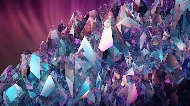Этот абстрактный кристаллический фон с кристаллоподобными формами демонстрирует естественную красоту и элегантность кристаллических структур, созданных искусственным интеллектом.