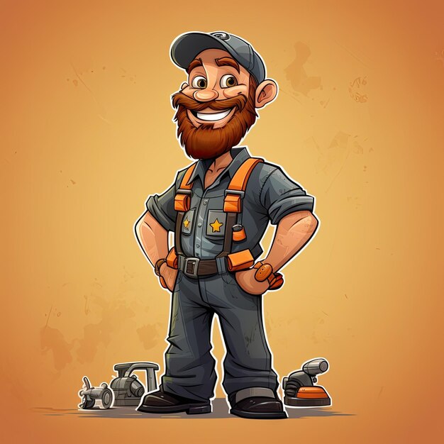 Photo this adorable vector illustration depicts a lovable mechanic with a friendly smile showcasing their approachable and endearing character