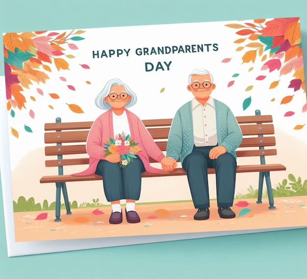 写真 この魅力的で美しいデザインは,幸せな祖父母の日のために生成されます