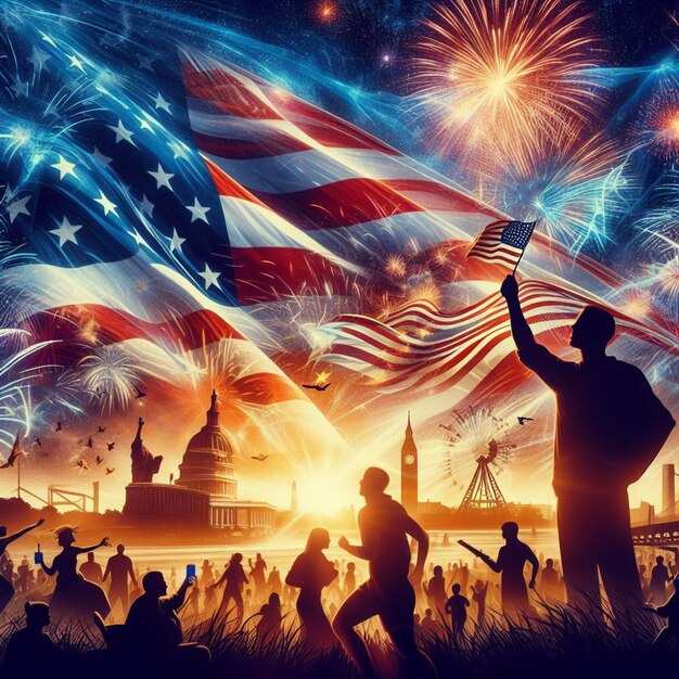 Photo this beautiful 3d illustration is creater for usa independence day