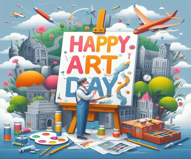 This beautiful 3D illustration was generated for Word Art Day