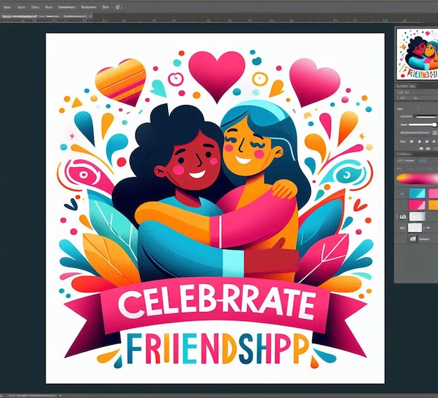 Photo this beautiful and attractive design is generated for happy friendship day