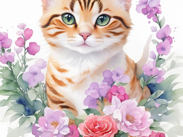 This beautiful cat watercolor illustration is the perfect addition to any cat lover's collection