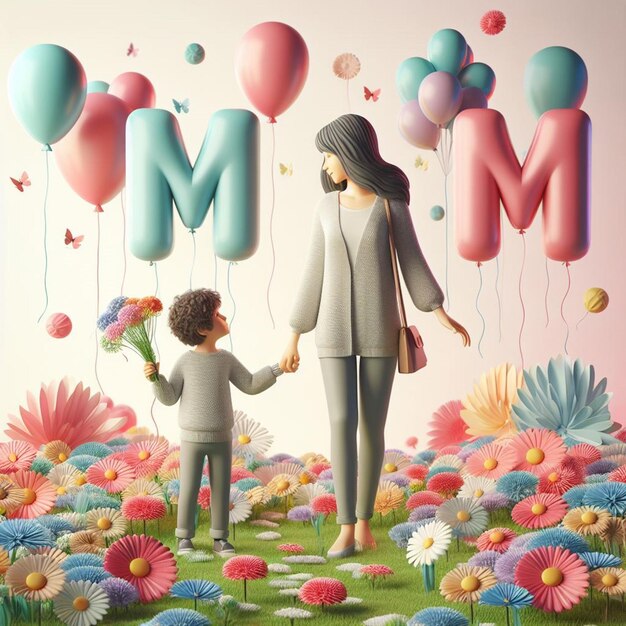 Foto questo bellissimo disegno floreale 3d è stato creato per la felice giornata delle madri