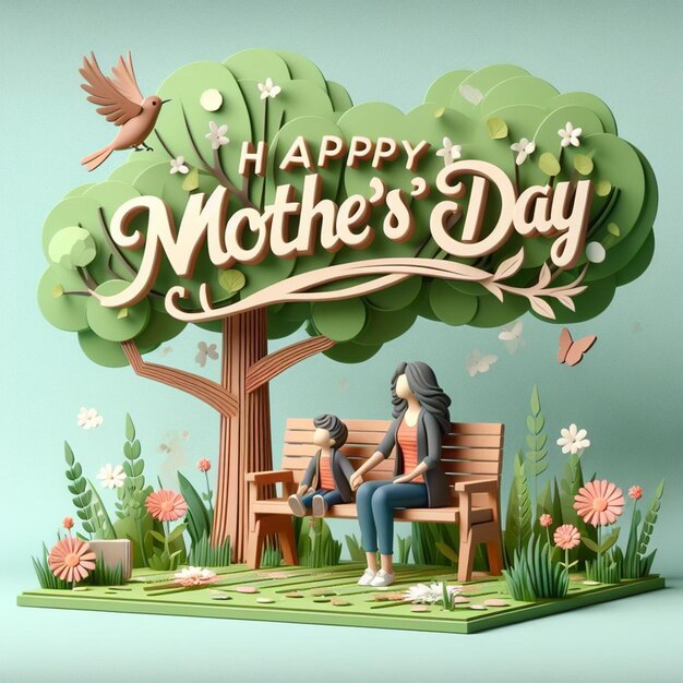 This beautiful floral 3d design is created for happy mothers day