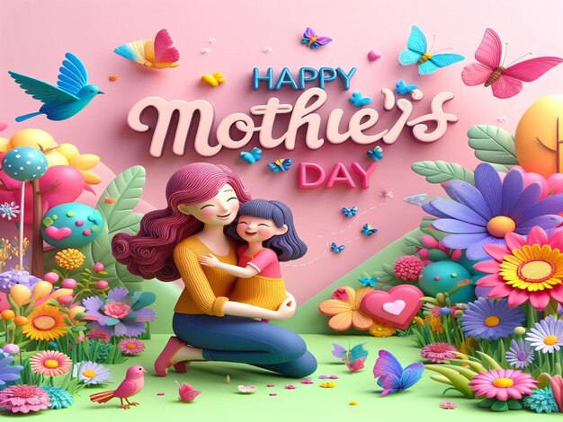 This beautiful floral 3D design is created for Happy Mothers Day