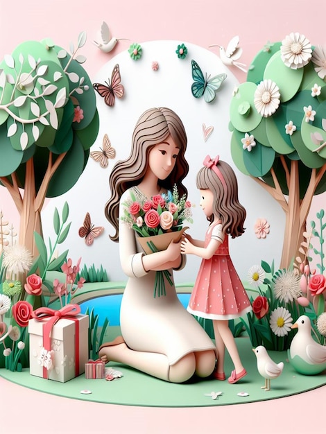 This beautiful floral 3D design is created for Happy Mothers Day