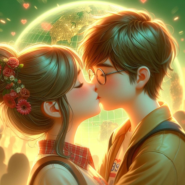 Foto questa bellissima illustrazione è stata generata per il giorno internazionale del bacio e il giorno di san valentino