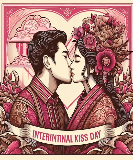 This beautiful illustration is generated for International Kissing Day and Valentines Day