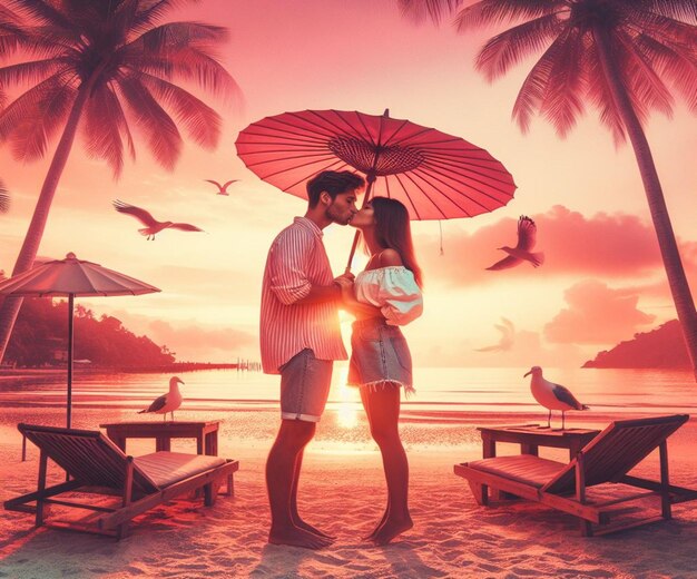 Photo this beautiful illustration is generated for international kissing day and valentines day