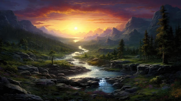 This beautiful landscape wallpaper is perfect for your design