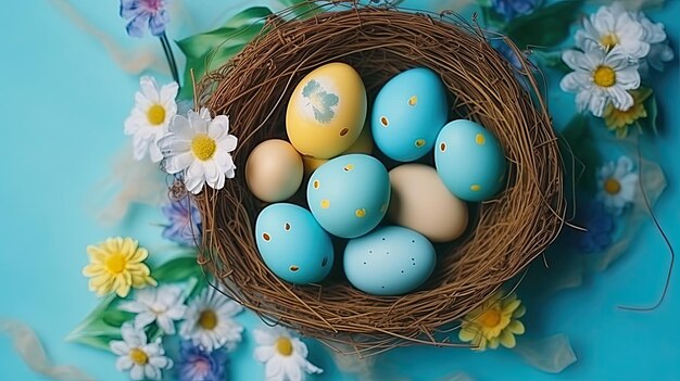 На этой очаровательной фотографии запечатлена корзина, наполненная тщательно изготовленными яйцами, добавляя прикосновение