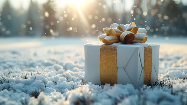 Photo this christmas minimalism concept idea features white gift boxes with gold ribbon on a white background