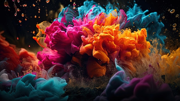 This chromatic explosion combines with 3D elements for a unique and eyecatching composition