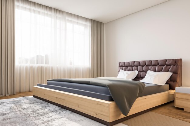 this contemporary bedroom interior is a harmonious blend of form and function creating a tranquil sanctuary that reflects modern sensibilities while prioritizing comfort and style