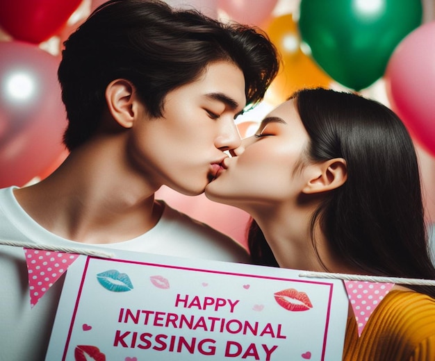 Фото Это милое 3d-изображение создано для международного дня поцелуев и белого дня дня святого валентина