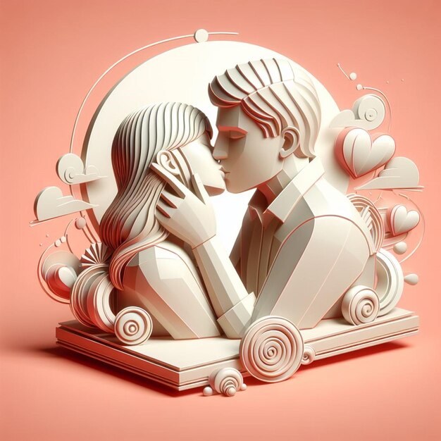 Photo this cute 3d image is generated for international kissing day and valentines day white day