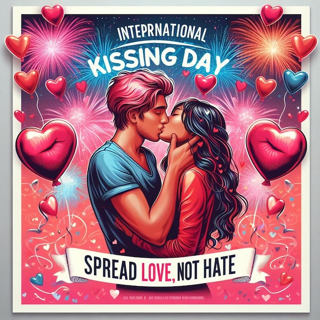 Foto questa carina immagine 3d è generata per il giorno internazionale del bacio e il giorno di san valentino
