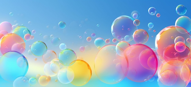 This design features a group of colorful soap bubbles floating in the air The bubbles could be realistic or have a cartoonish style