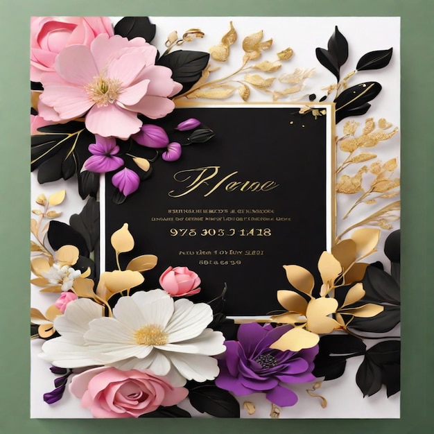 Фото Это красивый, роскошный и цветочный шаблон приглашения на свадьбу.