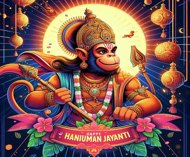 Photo this design is made for the hindu mythological event hanuman jayanti