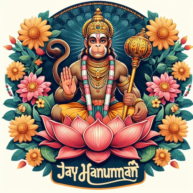 Photo this design is made for the hindu mythological event hanuman jayanti