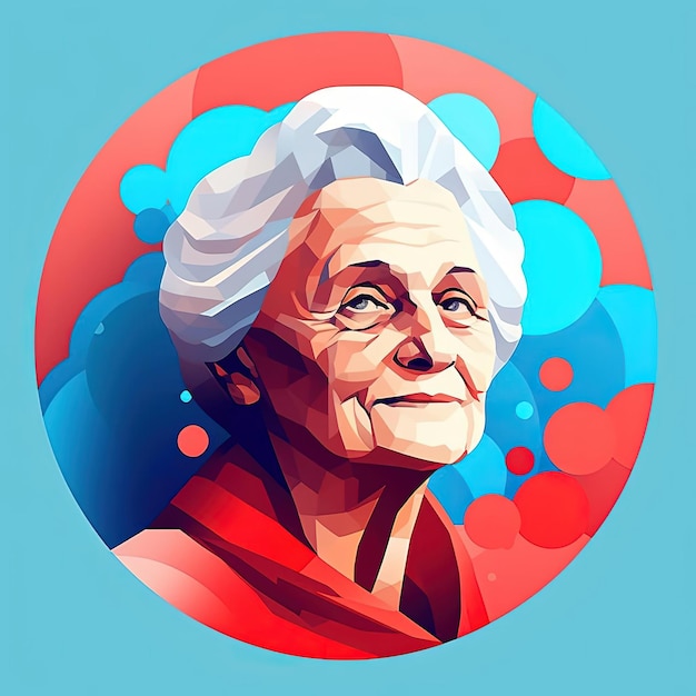 this flat design is about the best grandma in the world in the style of light red and cyan