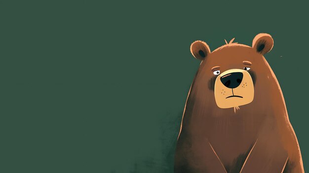 Photo this grumpy yet lovable bear stands on a serene forest green background